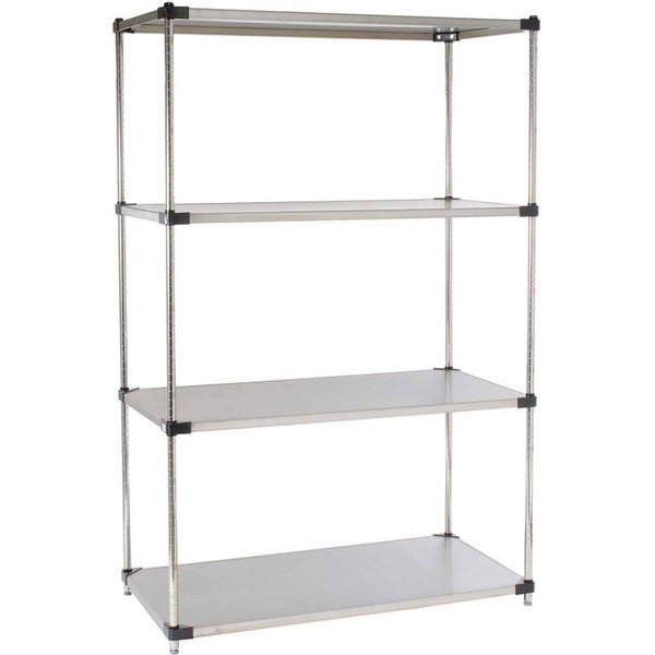 Nexel 5 Tier Solid Stainless Steel Shelving Starter Unit, 48W x 18D x 86H 18488SS5